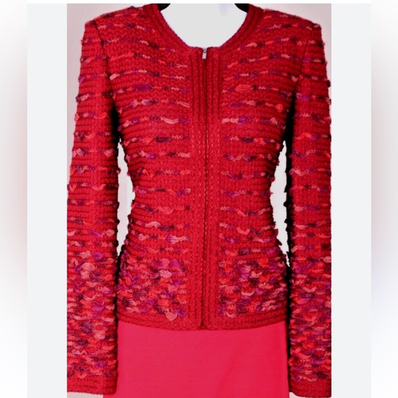 St. John Jackets & Blazers - St. John Couture Red Knit Cardigan